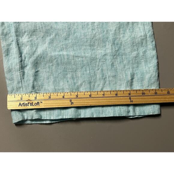 Talbots Pants Womens Large Light Blue Nantucket Pull-On Wide Leg Crop Linen - Picture 13 of 14